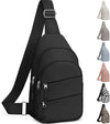 Tuwubi Crossbody Bags for Women, Sling Bag for Men, Small Hiking Backpack Anti Theft Lightweight for Outdoors Travel (M, Black)
