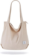 KALIDI Women Corduroy Tote Bag Zipper Casual Tote's Handbag Big Capacity Shoulder Bag with Pockets