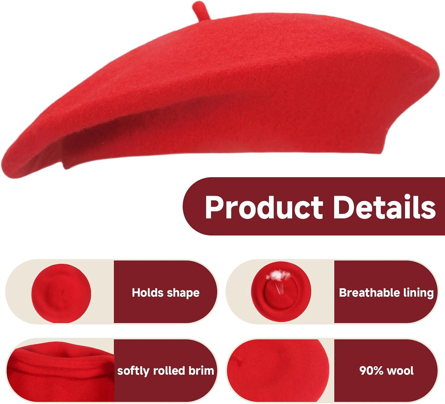 French Wool Beret Hats for Women Man Solid Color Classic Beanie Winter Cap Painter Berets.