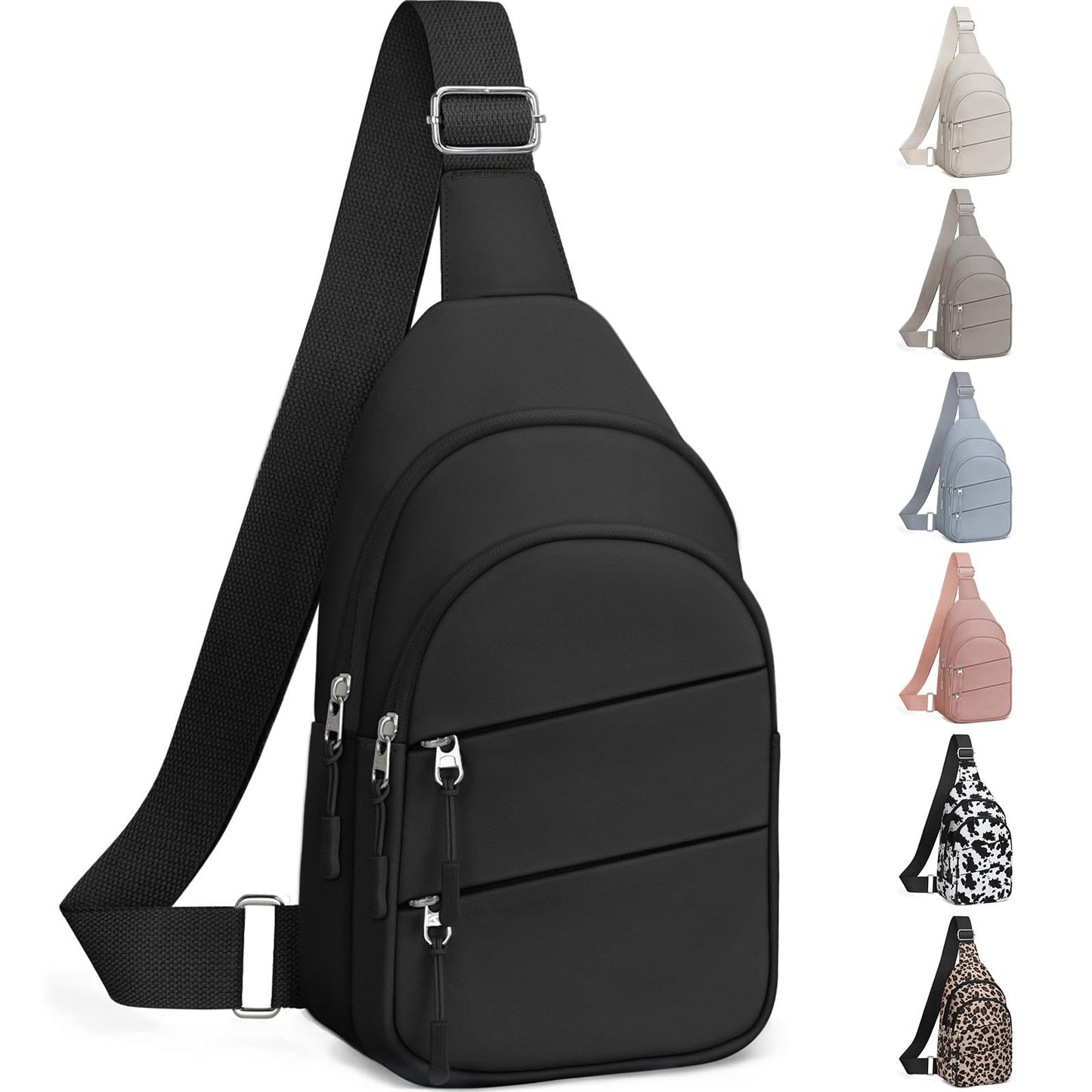 Tuwubi Crossbody Bags for Women, Sling Bag for Men, Small Hiking Backpack Anti Theft Lightweight for Outdoors Travel (M, Black)