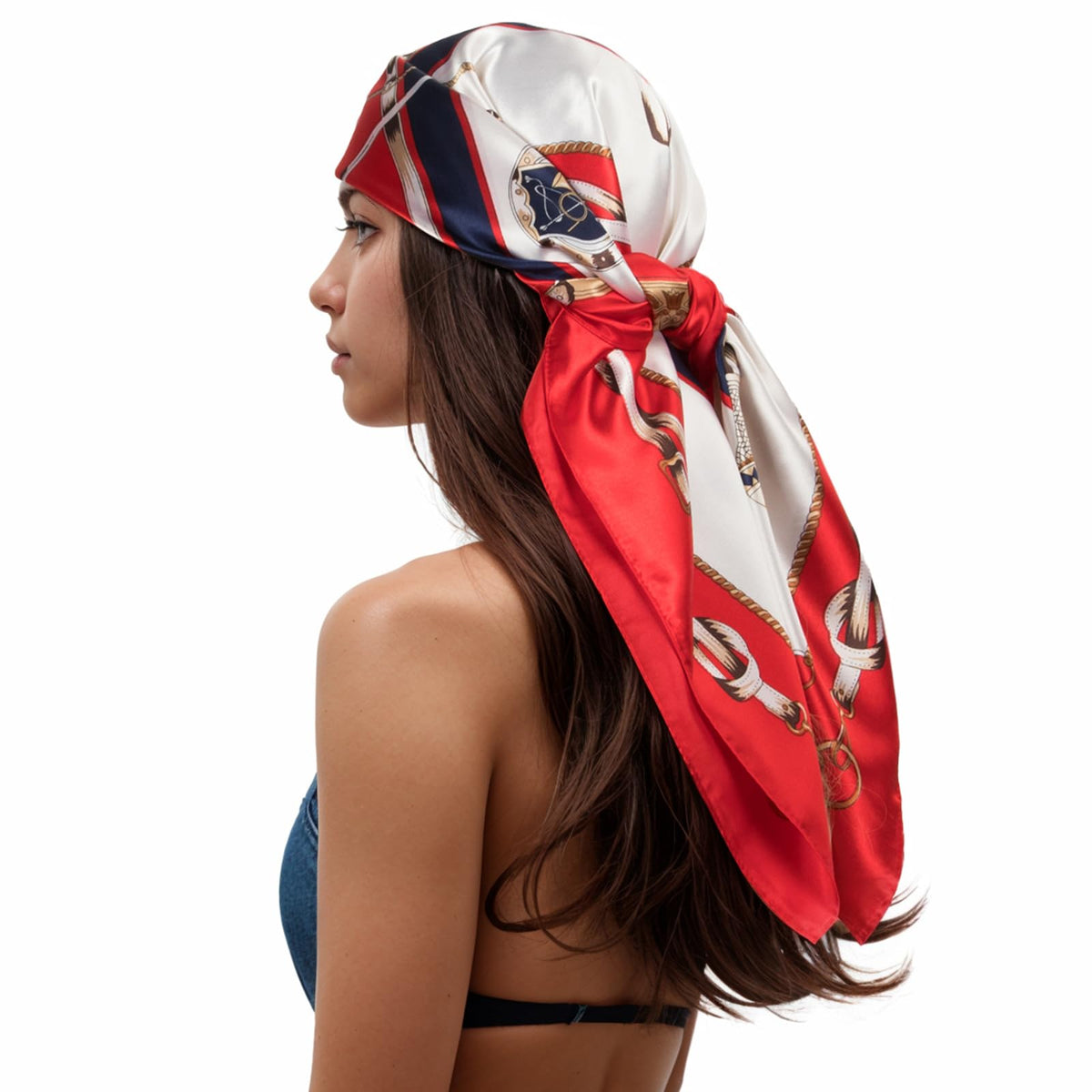 RIIQIICHY Head Scarf for Women Like Silk Scarf Hair Scarf Printed Square Scarf Bandanas for Women 35 Inches