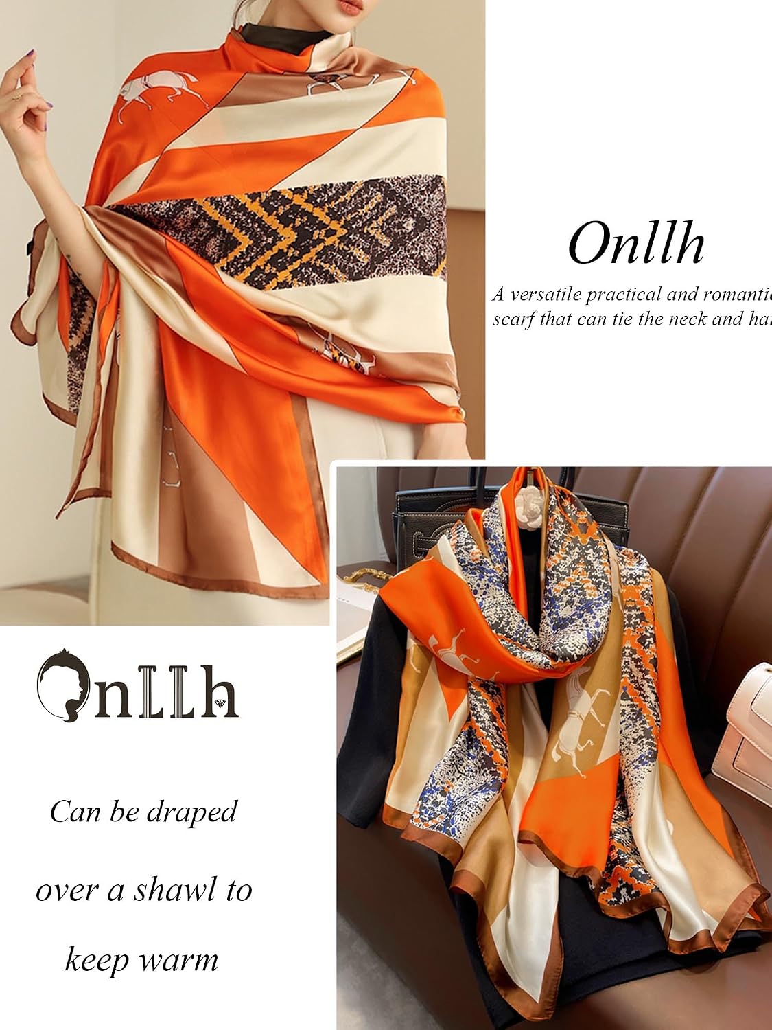Large Shawl Scarf For Women Lightweight Wraps Silky Headscarf Long Sunscreen Scarfs