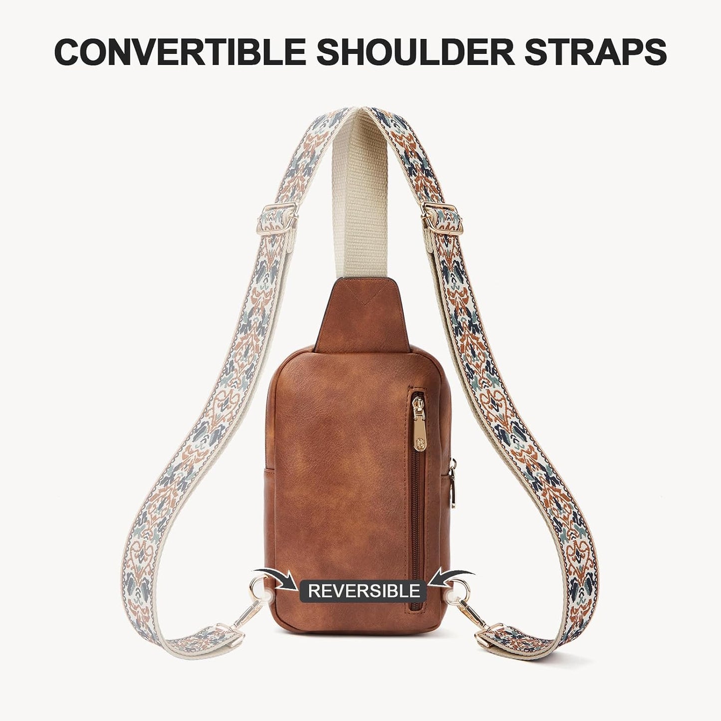 BOSTANTEN Sling Bag Quilted Crossbody Bags for Women Cross Body Purse Leather Fanny Pack with Adjustable Guitar Strap