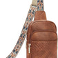 BOSTANTEN Sling Bag Quilted Crossbody Bags for Women Cross Body Purse Leather Fanny Pack with Adjustable Guitar Strap