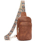 BOSTANTEN Sling Bag Quilted Crossbody Bags for Women Cross Body Purse Leather Fanny Pack with Adjustable Guitar Strap