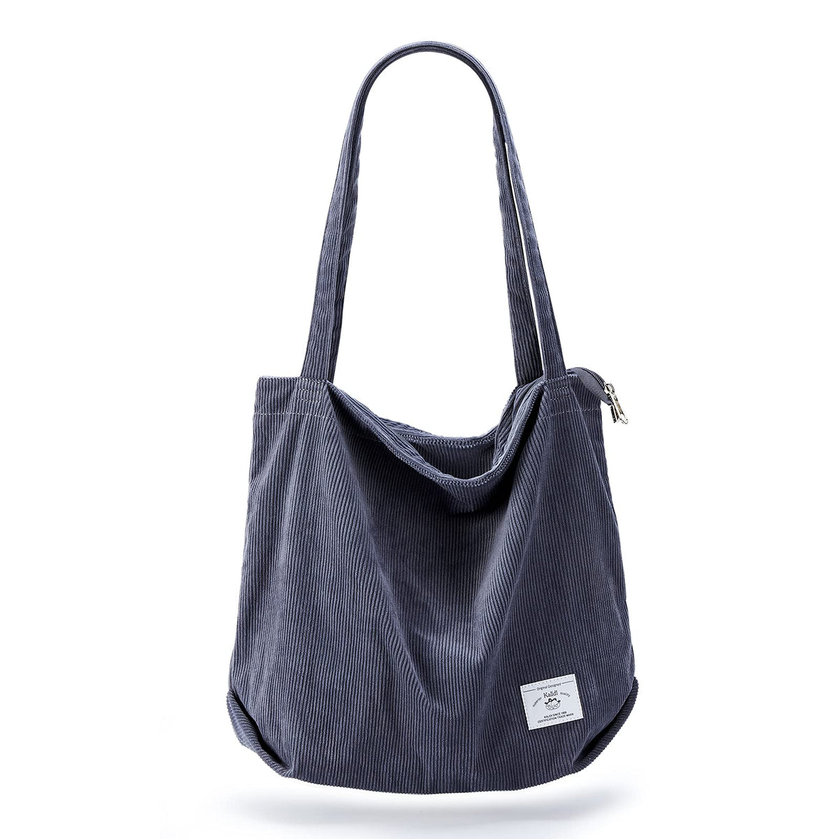 KALIDI Women Corduroy Tote Bag Zipper Casual Tote's Handbag Big Capacity Shoulder Bag with Pockets
