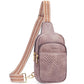 BOSTANTEN Sling Bag Quilted Crossbody Bags for Women Cross Body Purse Leather Fanny Pack with Adjustable Guitar Strap