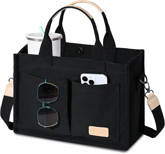 GASSDA Canvas Tote Bag for Women Crossbody Work Purse with Pockets Top Handle Handbag Satchel Bags for Travel Nurse Teacher
