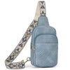 BOSTANTEN Sling Bag Quilted Crossbody Bags for Women Cross Body Purse Leather Fanny Pack with Adjustable Guitar Strap