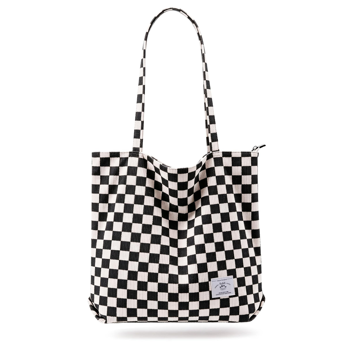 KALIDI Women Corduroy Tote Bag Zipper Casual Tote's Handbag Big Capacity Shoulder Bag with Pockets