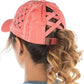 Funky Junque Ponytail Hat for Women - Baseball Cap with Adjustable Fit & High Pony Tail Criss Cross Back for Everyday Wear