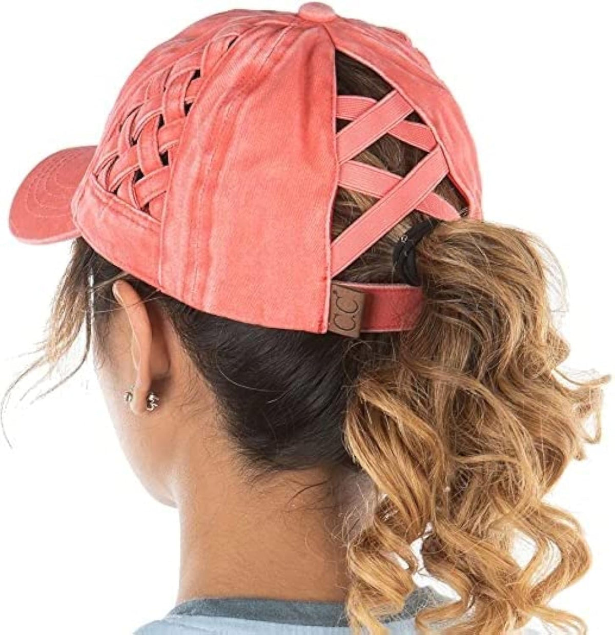 Funky Junque Ponytail Hat for Women - Baseball Cap with Adjustable Fit & High Pony Tail Criss Cross Back for Everyday Wear