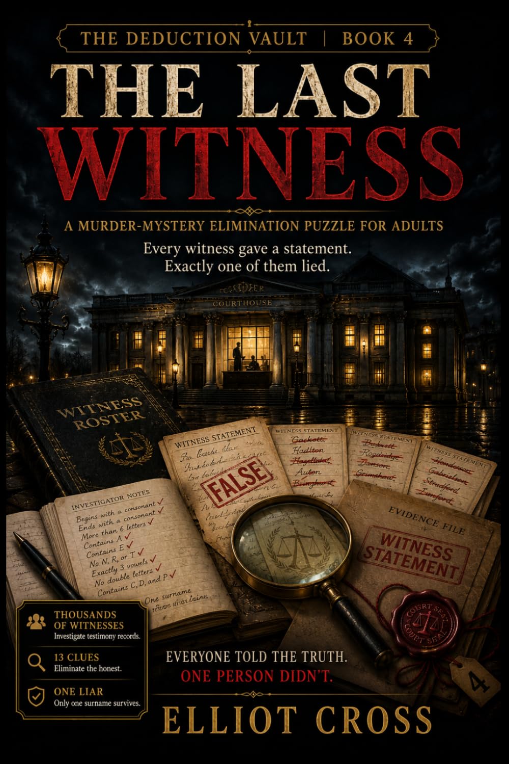 The Last Witness: A Murder-Mystery Elimination Puzzle for Adults - Find the Witness Who Lied (The Deduction Vault)