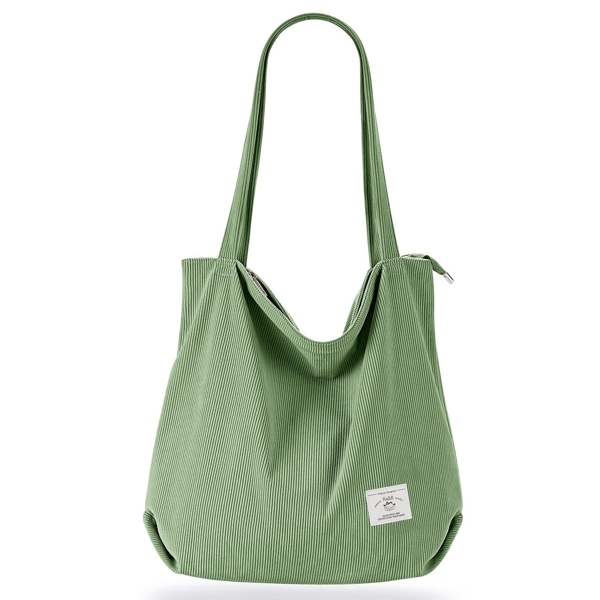 KALIDI Women Corduroy Tote Bag Zipper Casual Tote's Handbag Big Capacity Shoulder Bag with Pockets