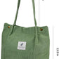 Corduroy Tote Bag Cute Tote Bags for Women Shoulder Bag with Inner Pocket for Work Beach Travel and Shopping Grocery