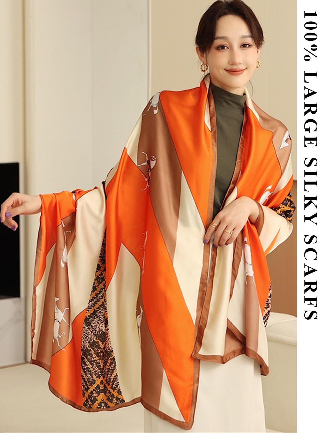 Large Shawl Scarf For Women Lightweight Wraps Silky Headscarf Long Sunscreen Scarfs