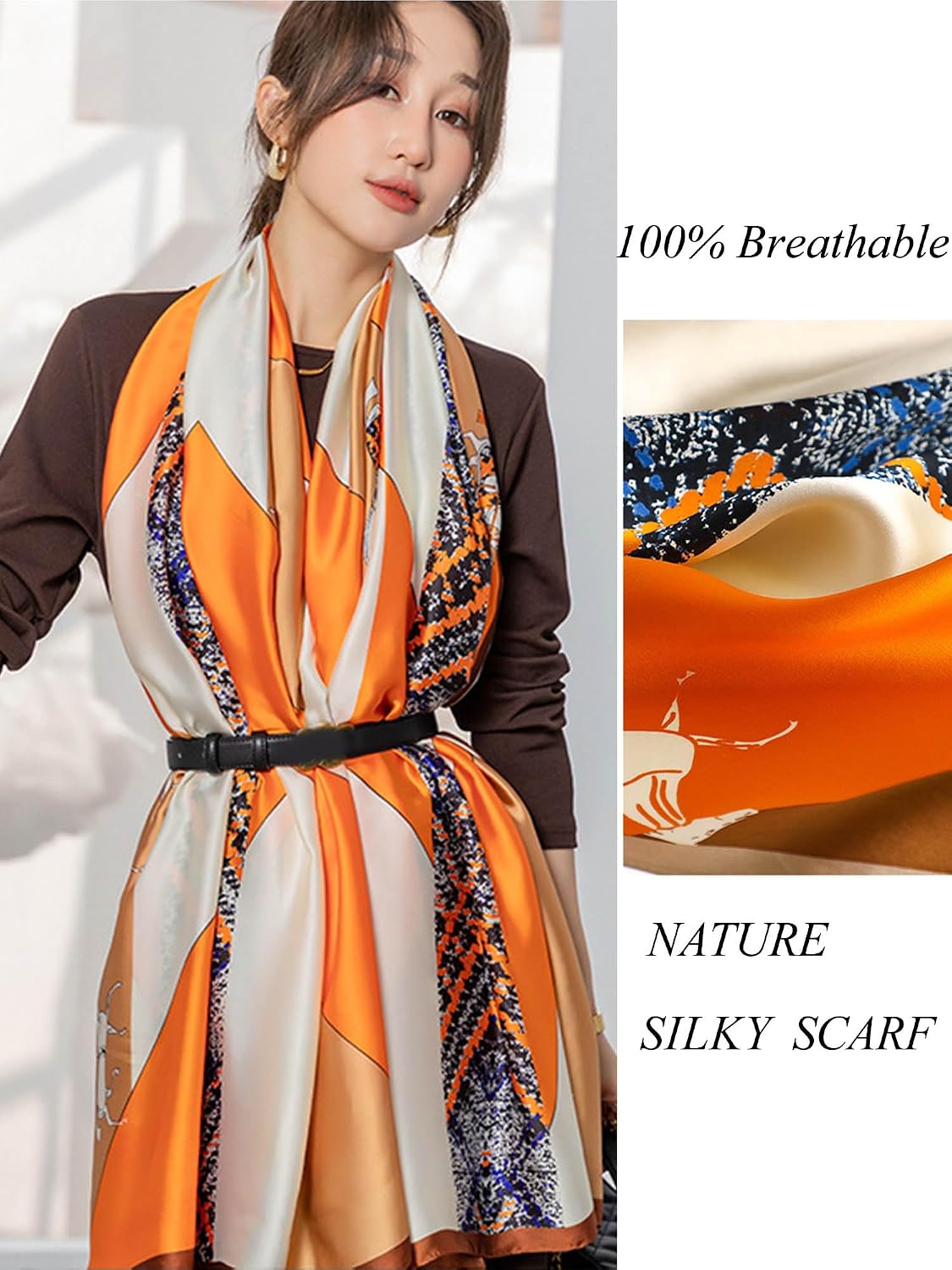 Large Shawl Scarf For Women Lightweight Wraps Silky Headscarf Long Sunscreen Scarfs