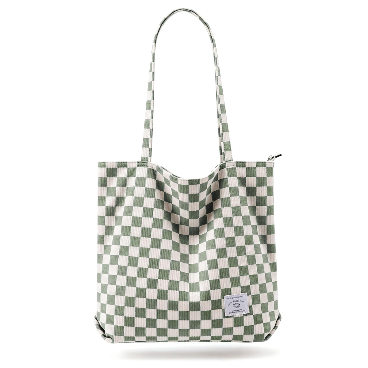 KALIDI Women Corduroy Tote Bag Zipper Casual Tote's Handbag Big Capacity Shoulder Bag with Pockets