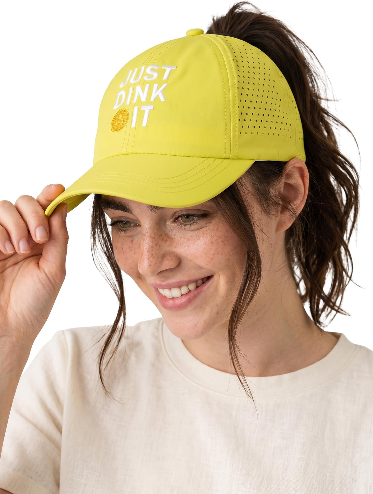 Funky Junque Ponytail Hat for Women - Baseball Cap with Adjustable Fit & High Pony Tail Criss Cross Back for Everyday Wear