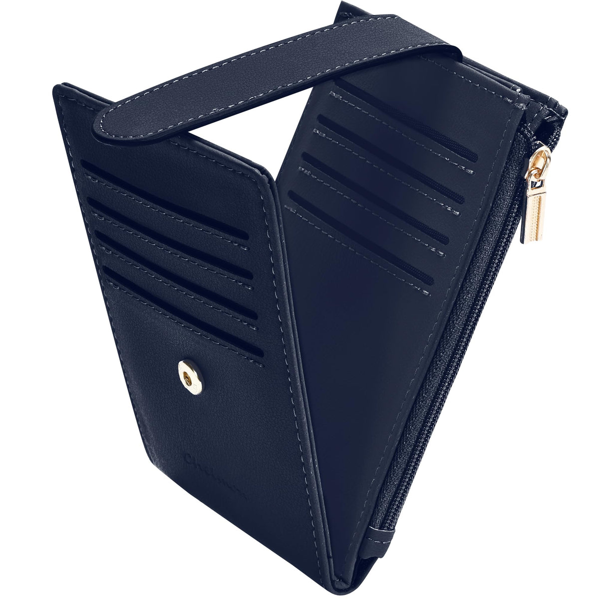 Chelmon Women's RFID Slim Card Holder Wallet: Thin Bifold with Multi-Card Case & Zipper Coin Pocket Purse (Deep Purple)