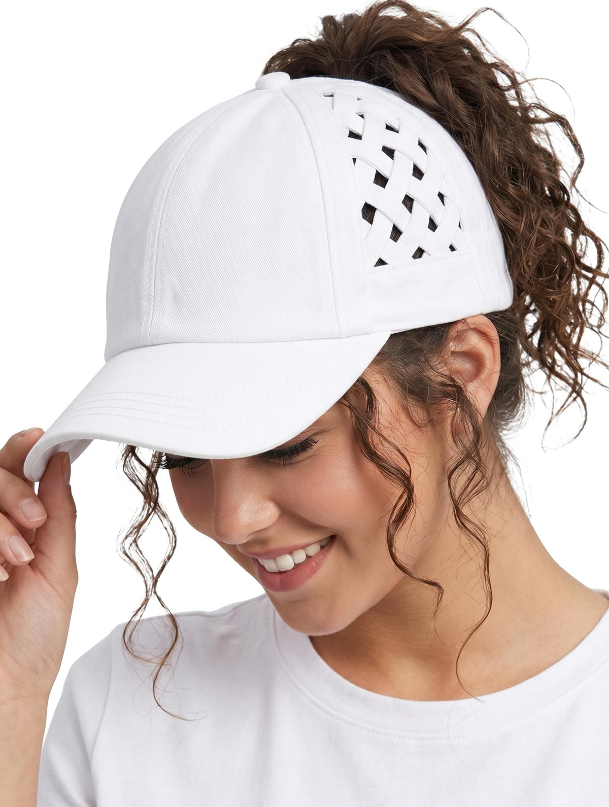 Funky Junque Ponytail Hat for Women - Baseball Cap with Adjustable Fit & High Pony Tail Criss Cross Back for Everyday Wear