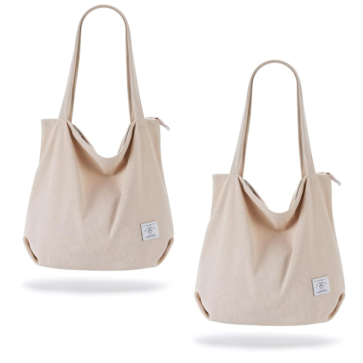 KALIDI Women Corduroy Tote Bag Zipper Casual Tote's Handbag Big Capacity Shoulder Bag with Pockets