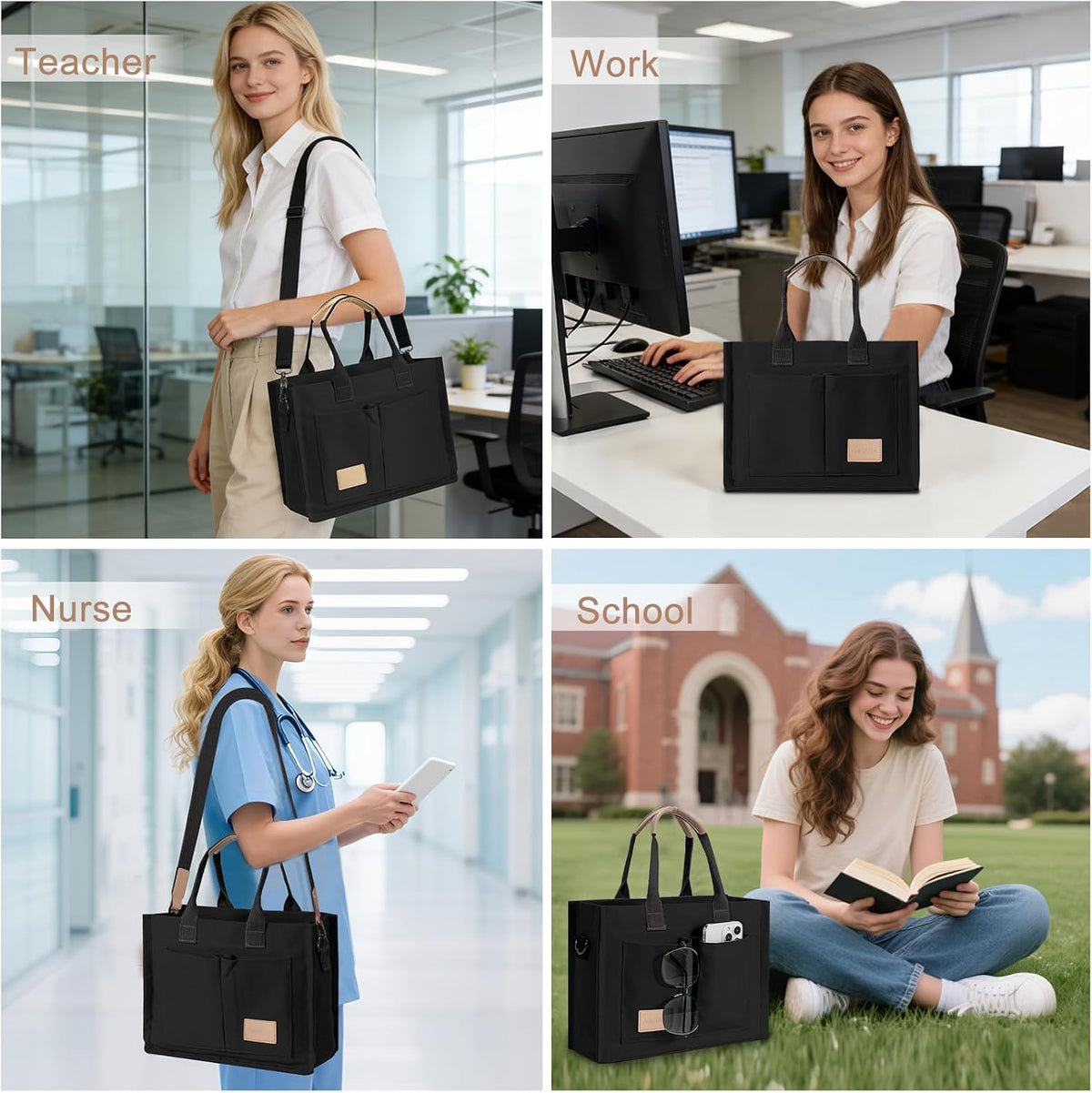GASSDA Canvas Tote Bag for Women Crossbody Work Purse with Pockets Top Handle Handbag Satchel Bags for Travel Nurse Teacher