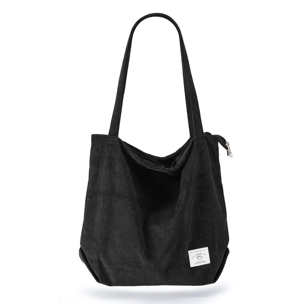 KALIDI Women Corduroy Tote Bag Zipper Casual Tote's Handbag Big Capacity Shoulder Bag with Pockets