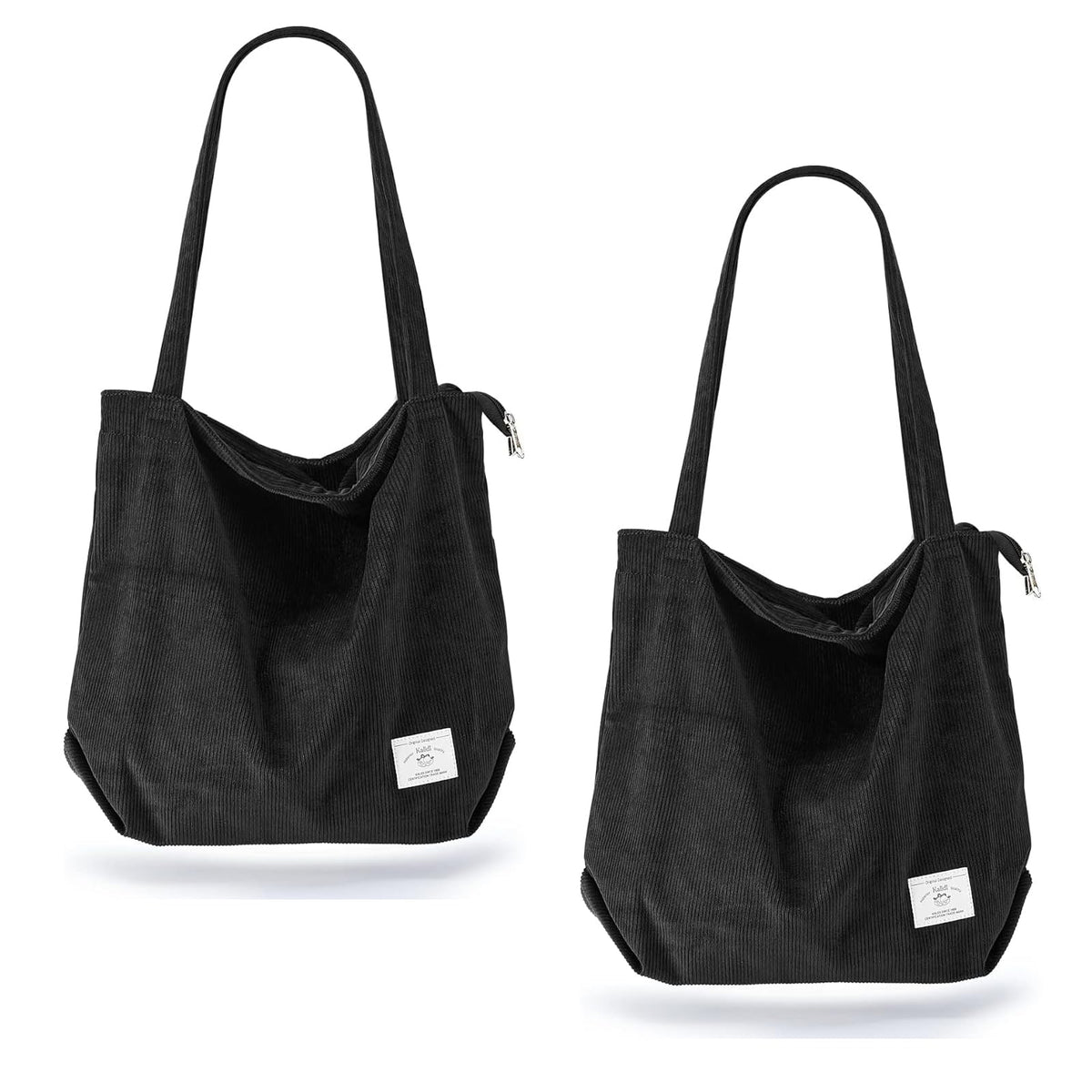 KALIDI Women Corduroy Tote Bag Zipper Casual Tote's Handbag Big Capacity Shoulder Bag with Pockets