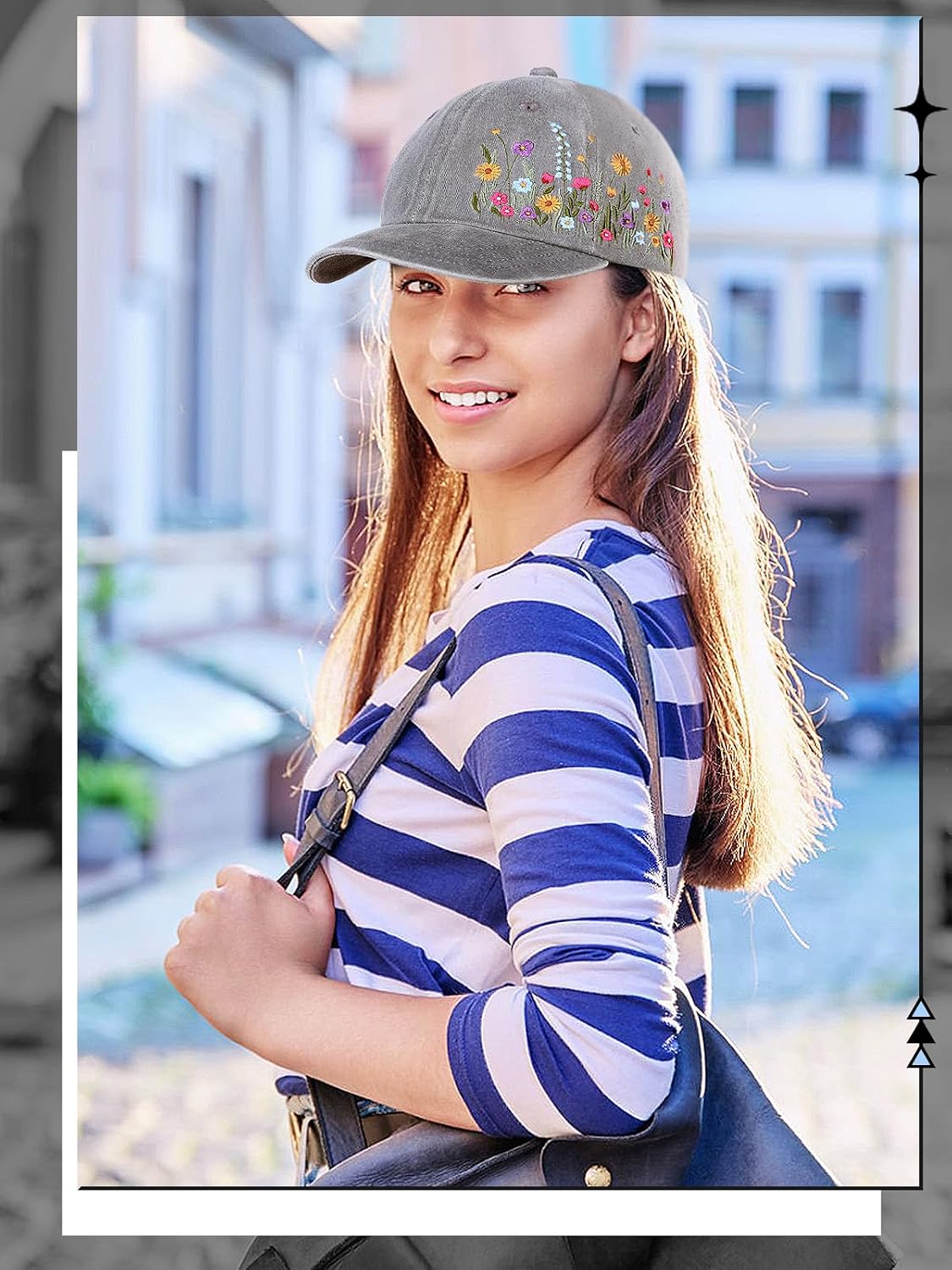Biggun Trendy Embroidered Baseball Cap for Girls Women Men - Adjustable Soft Breathable Hats for Casual Wear