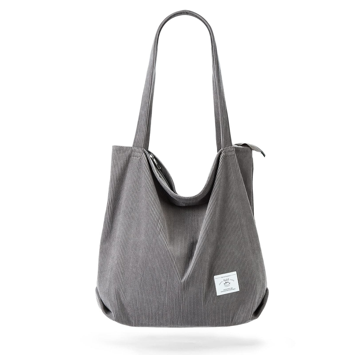 KALIDI Women Corduroy Tote Bag Zipper Casual Tote's Handbag Big Capacity Shoulder Bag with Pockets