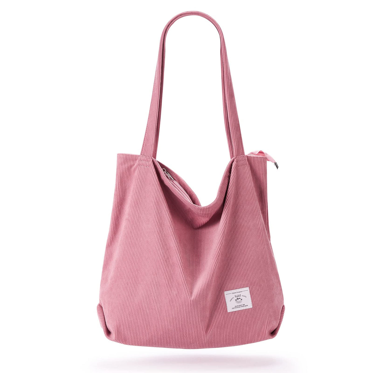 KALIDI Women Corduroy Tote Bag Zipper Casual Tote's Handbag Big Capacity Shoulder Bag with Pockets