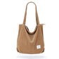 KALIDI Women Corduroy Tote Bag Zipper Casual Tote's Handbag Big Capacity Shoulder Bag with Pockets
