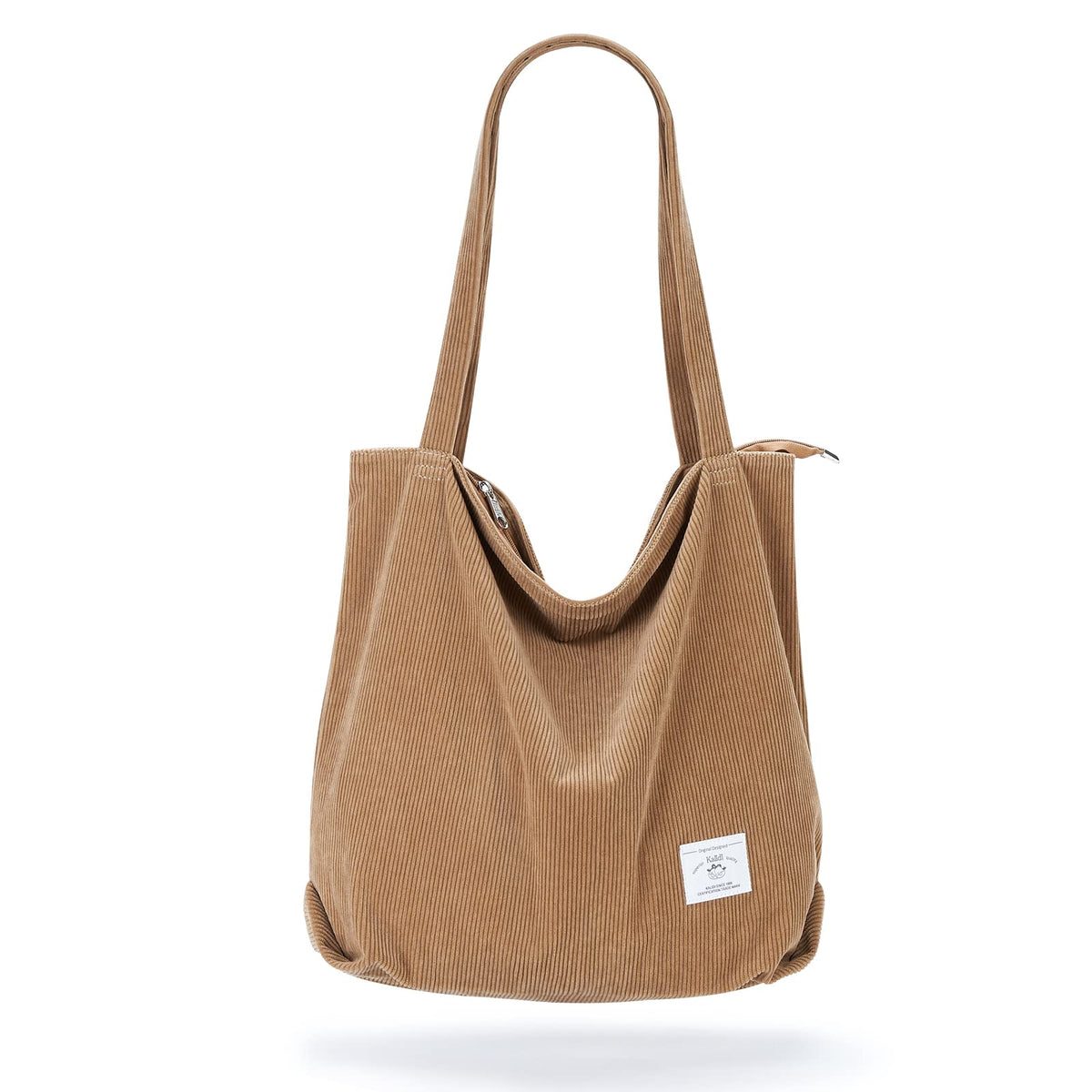 KALIDI Women Corduroy Tote Bag Zipper Casual Tote's Handbag Big Capacity Shoulder Bag with Pockets