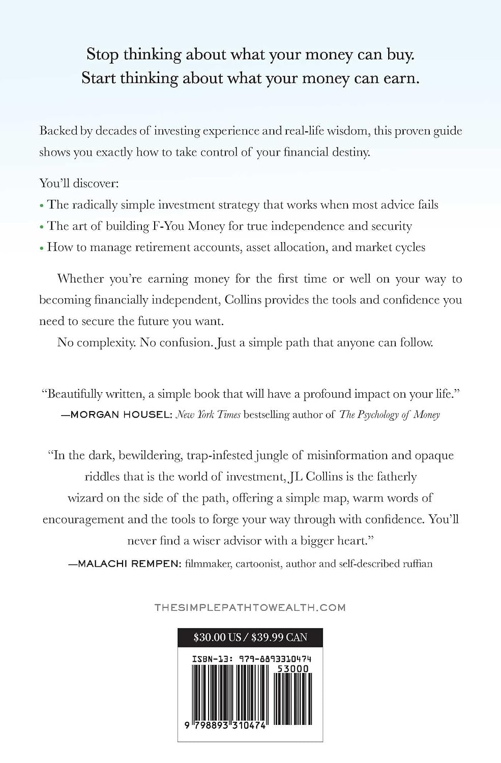 The Simple Path to Wealth: Your Road Map to Financial Independence and a Rich, Free Life