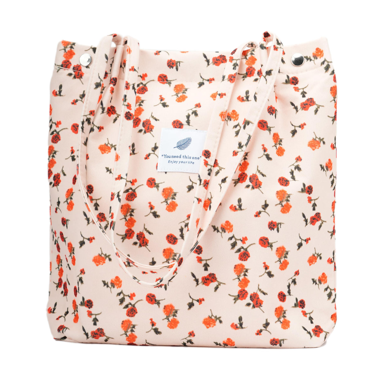 Corduroy Tote Bag Cute Tote Bags for Women Shoulder Bag with Inner Pocket for Work Beach Travel and Shopping Grocery