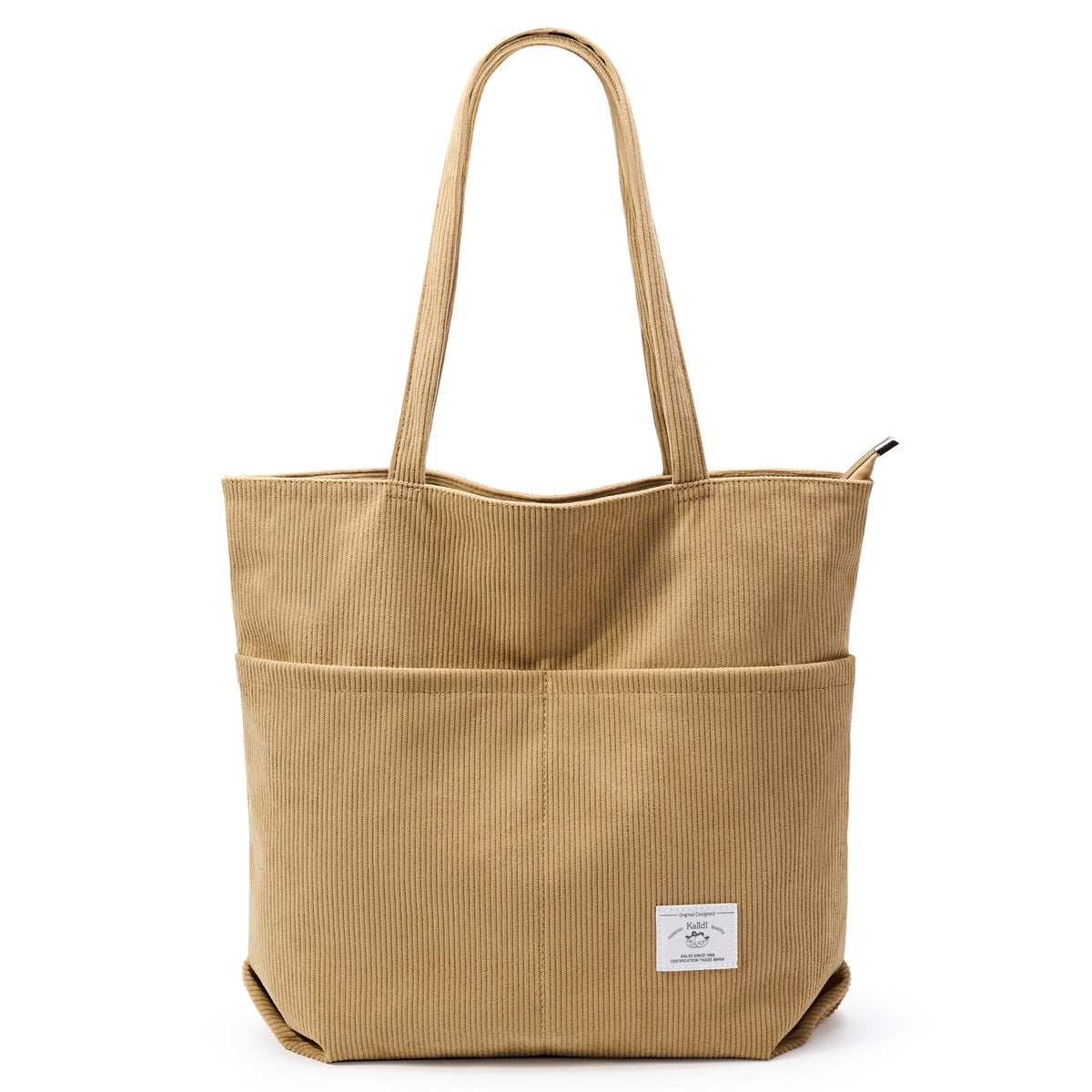 KALIDI Women Corduroy Tote Bag Zipper Casual Tote's Handbag Big Capacity Shoulder Bag with Pockets