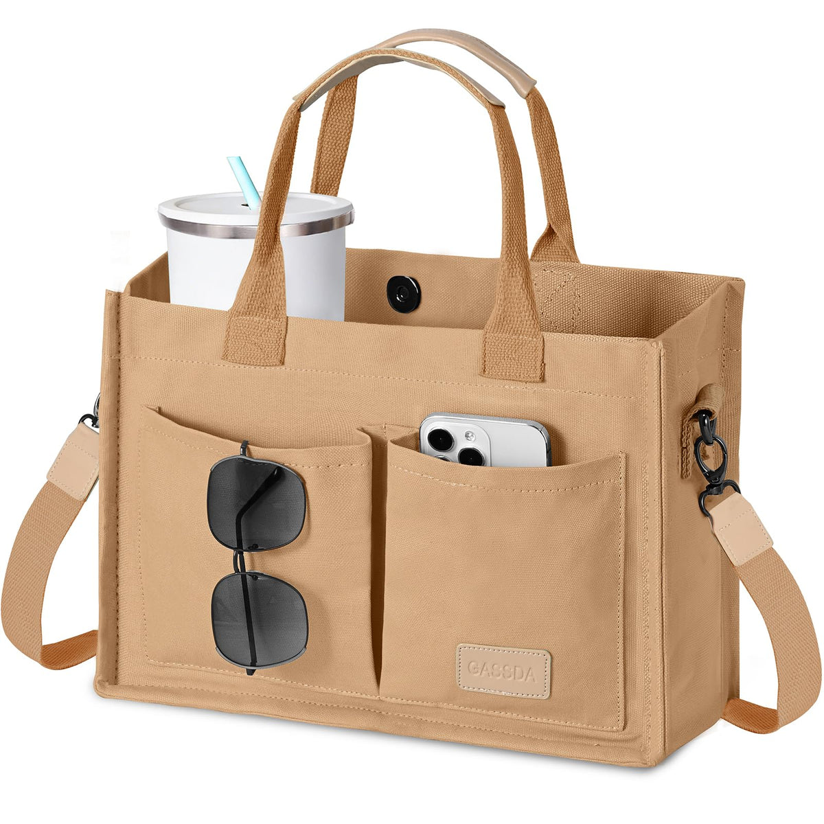 GASSDA Canvas Tote Bag for Women Crossbody Work Purse with Pockets Top Handle Handbag Satchel Bags for Travel Nurse Teacher