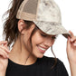 Funky Junque Ponytail Hat for Women - Baseball Cap with Adjustable Fit & High Pony Tail Criss Cross Back for Everyday Wear