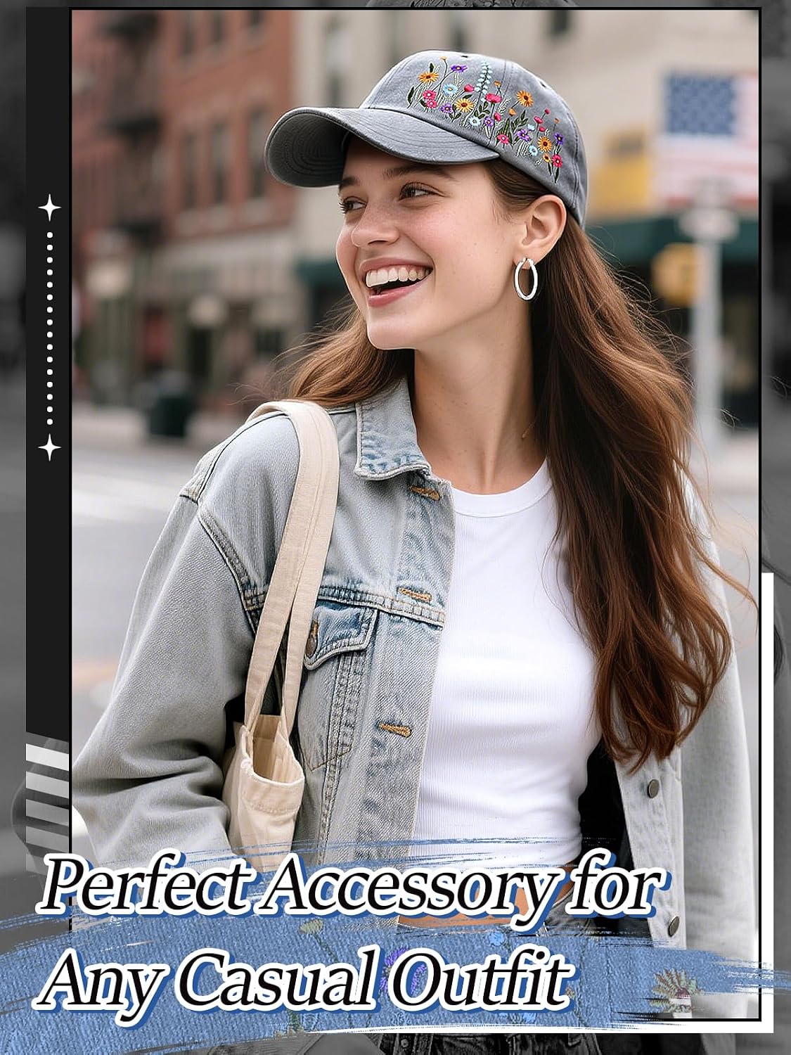 Biggun Trendy Embroidered Baseball Cap for Girls Women Men - Adjustable Soft Breathable Hats for Casual Wear