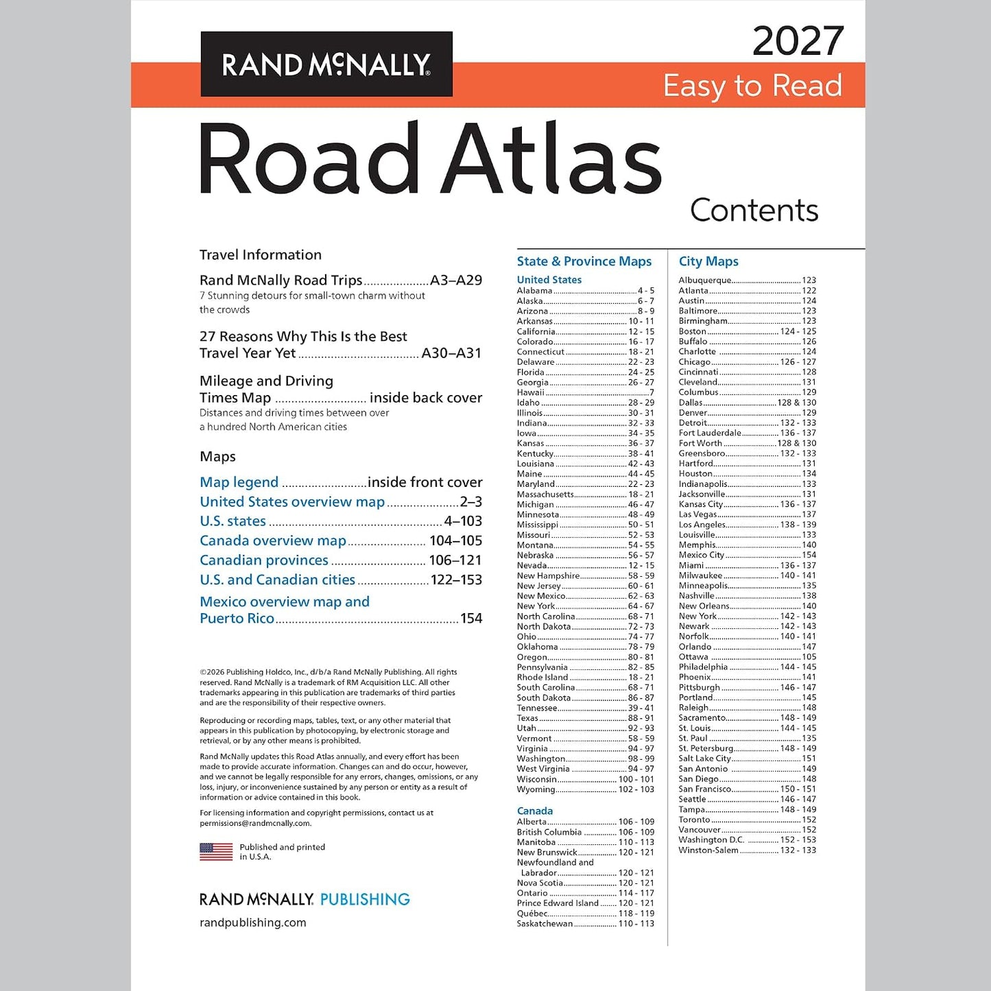 Rand McNally 2027 Easy to Read Midsize Road Atlas
