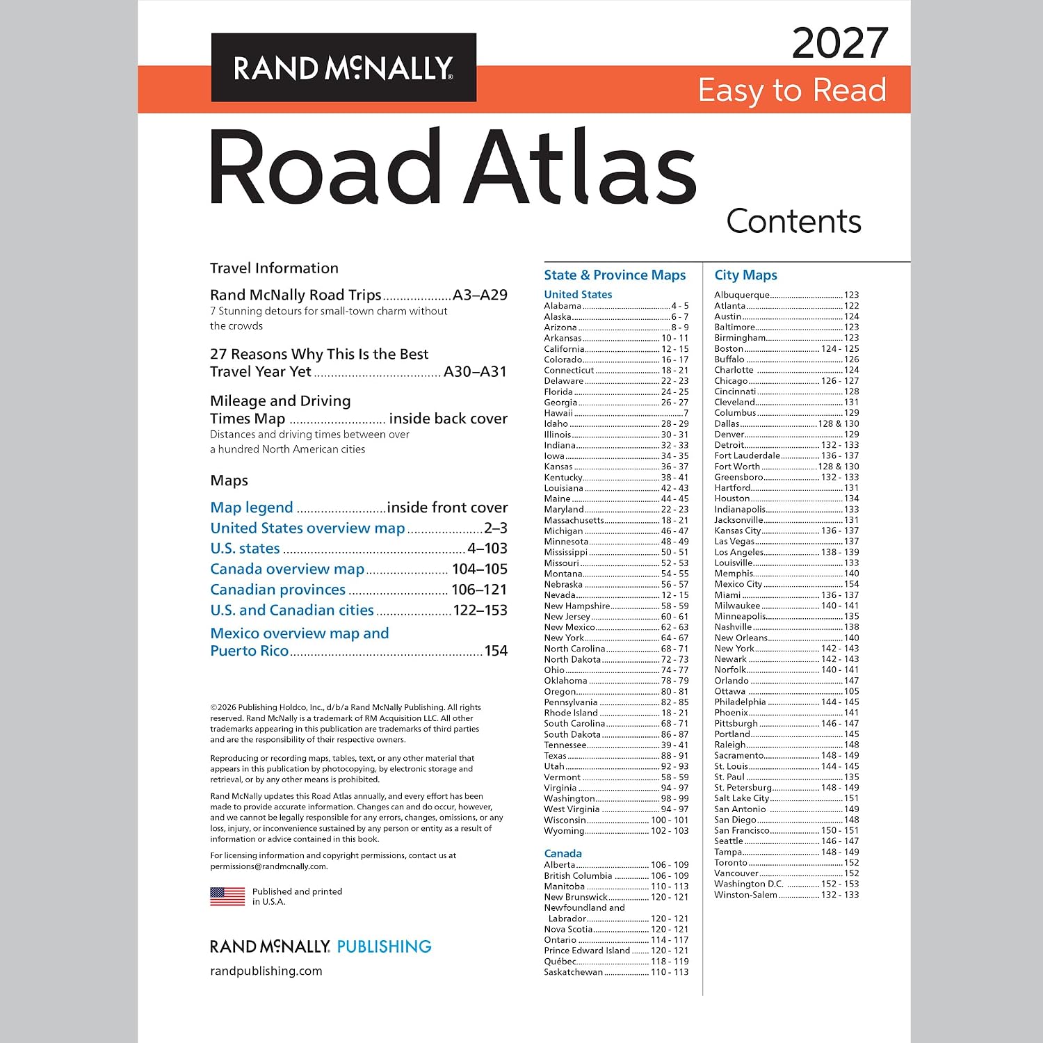 Rand McNally 2027 Easy to Read Midsize Road Atlas