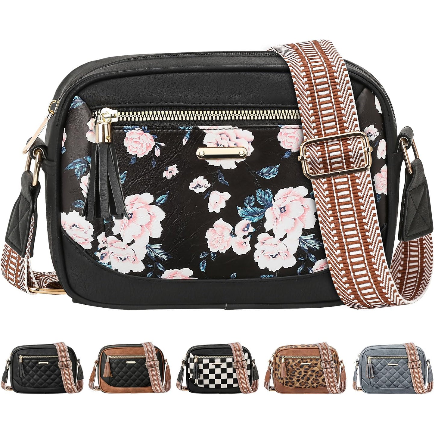 Tenot Quilted Crossbody Bags for Women Travel, Vegan Leather Crossbody Purses for Women Trendy Cross Body Bag