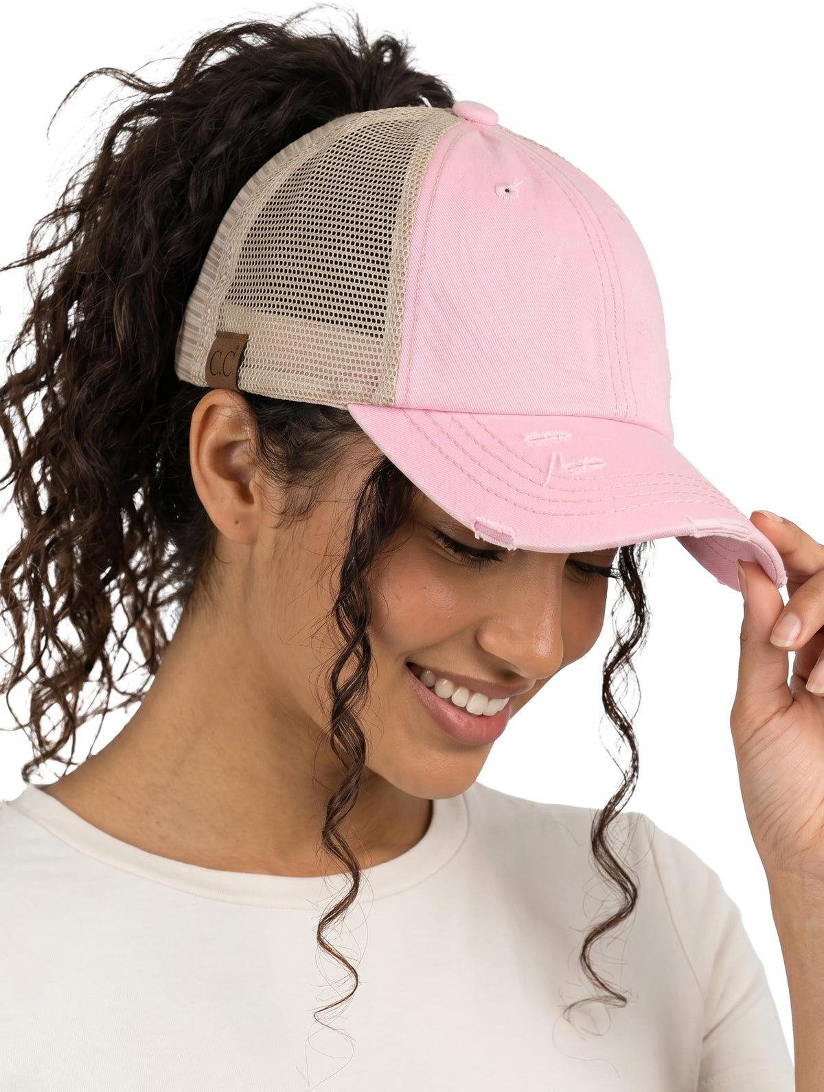 Funky Junque Ponytail Hat for Women - Baseball Cap with Adjustable Fit & High Pony Tail Criss Cross Back for Everyday Wear