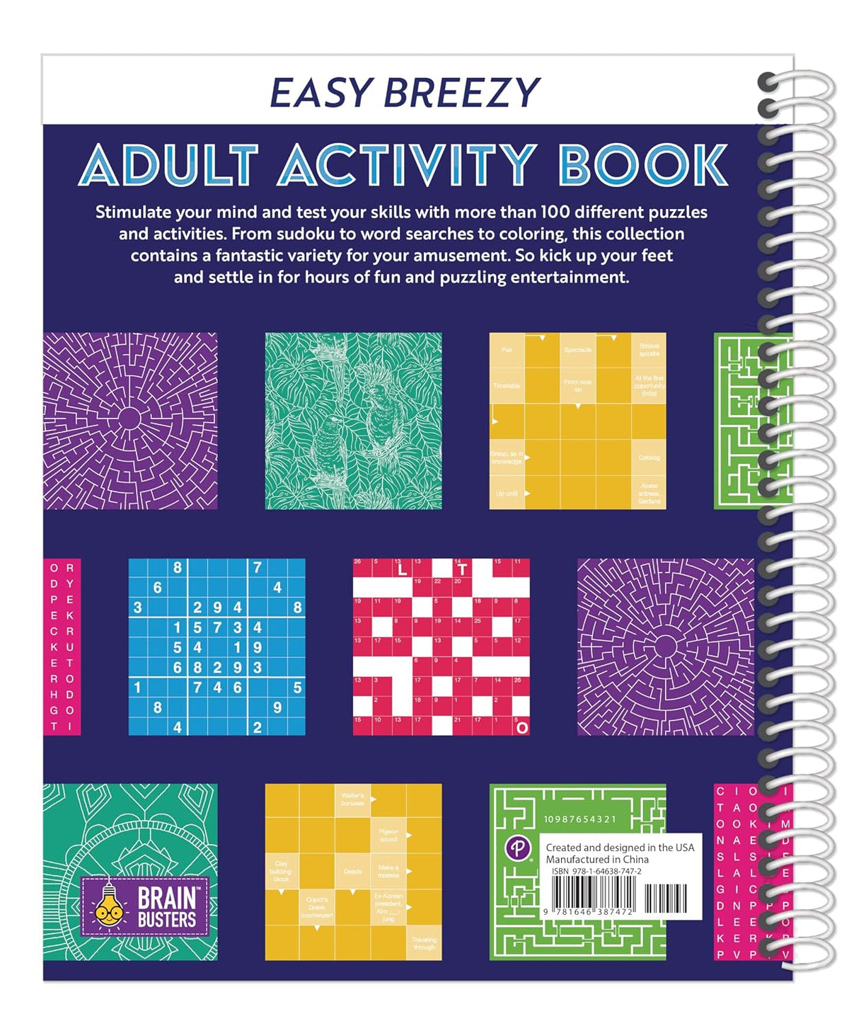 Easy Breezy Adult Activity Book: Includes Easy Puzzles, Word Searches, Coloring Pages, Spot The Difference, Sudoku, Brain Games, and Much More