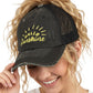 Funky Junque Ponytail Hat for Women - Baseball Cap with Adjustable Fit & High Pony Tail Criss Cross Back for Everyday Wear