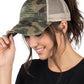 Funky Junque Ponytail Hat for Women - Baseball Cap with Adjustable Fit & High Pony Tail Criss Cross Back for Everyday Wear