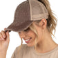 Funky Junque Ponytail Hat for Women - Baseball Cap with Adjustable Fit & High Pony Tail Criss Cross Back for Everyday Wear