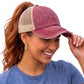 Funky Junque Ponytail Hat for Women - Baseball Cap with Adjustable Fit & High Pony Tail Criss Cross Back for Everyday Wear