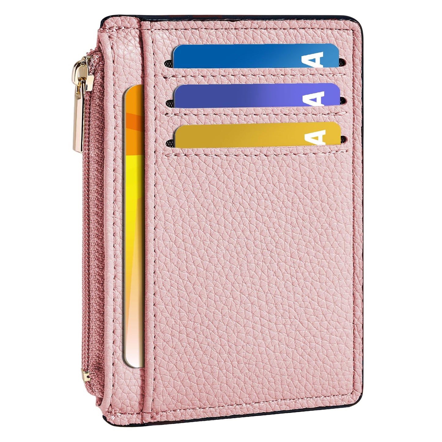 Tipmile Credit Card Holder for Women Slim Minimalist Front Pocket RFID Blocking Wallet Small Compact Card Case with ID Window, Vibrant Pink